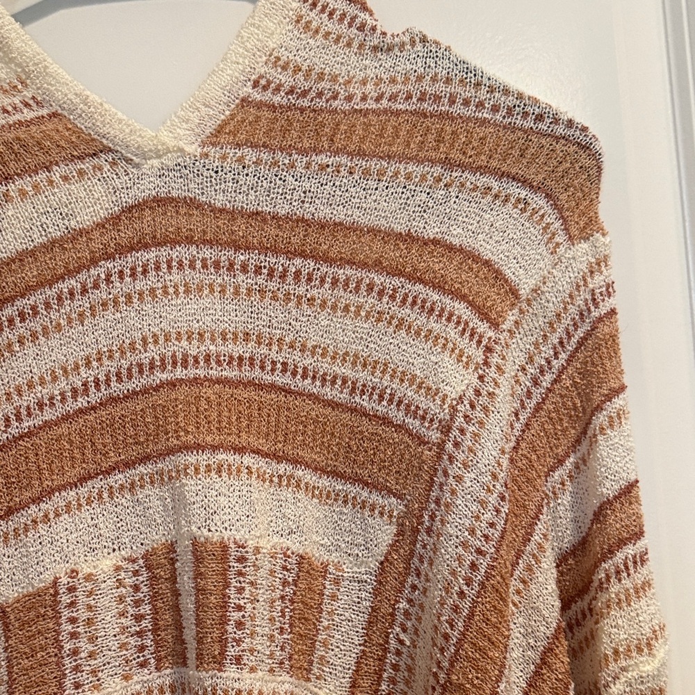 Striped Knit Rip Curl Poncho - Picture 3 of 6